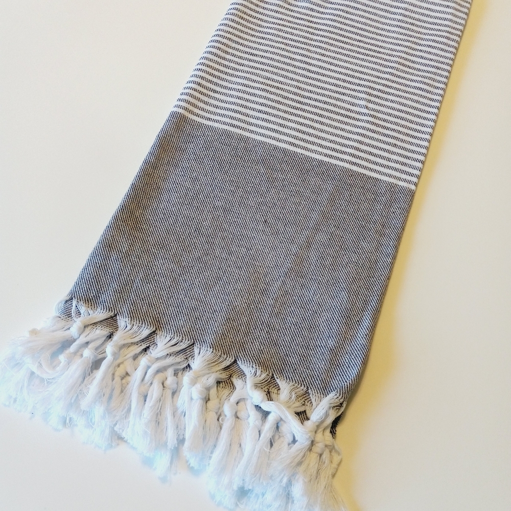 Turkish Cotton Large Peshtemal Towel Black White Bath Beach House Decor Blanket
